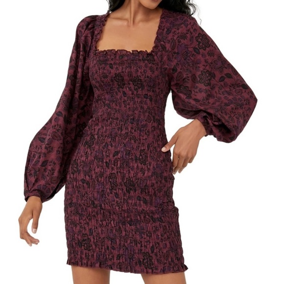 Free People Dresses & Skirts - Free People Smock it To Me mini dress in black motif size Large